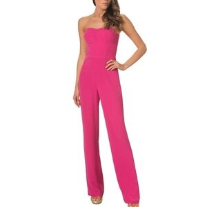 NWT Dress the Population Jumpsuit XXS Sweetheart Sleeveless Fuchsia Wide Leg